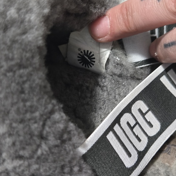 UGG Charcoal Fluffy Slide Slippers - Picture 2 of 4